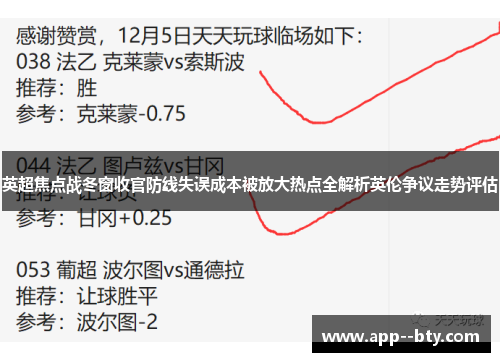 英超焦点战冬窗收官防线失误成本被放大热点全解析英伦争议走势评估